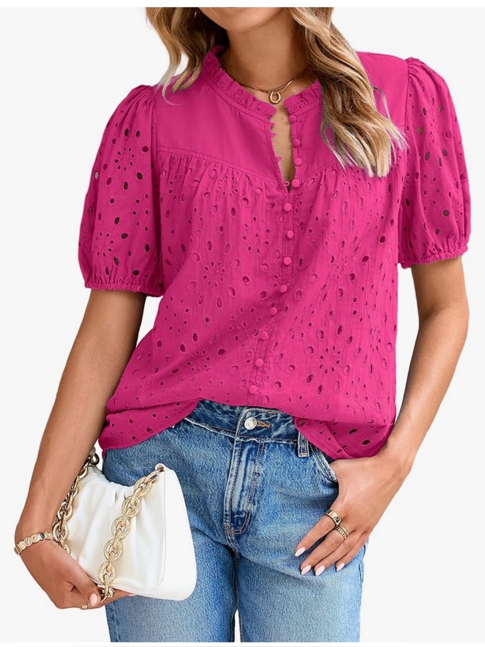 Glamaker Pink Eyelet Blouse Small